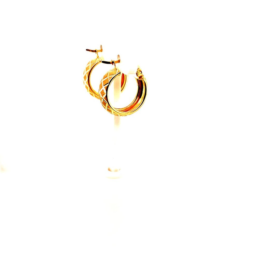 Diamond Cut Hoop 14K Yellow Gold Earrings - Picture 2 of 6